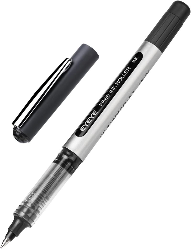 EYEYE 0.5mm Black Pens 12 Pack, Extra Fine Point Rollerball Pen Quick Dry, Liquid Ink Pens Fine Point Smooth Writing Pen for Journaling, Note Taking, Office, School Supplies - Image 3