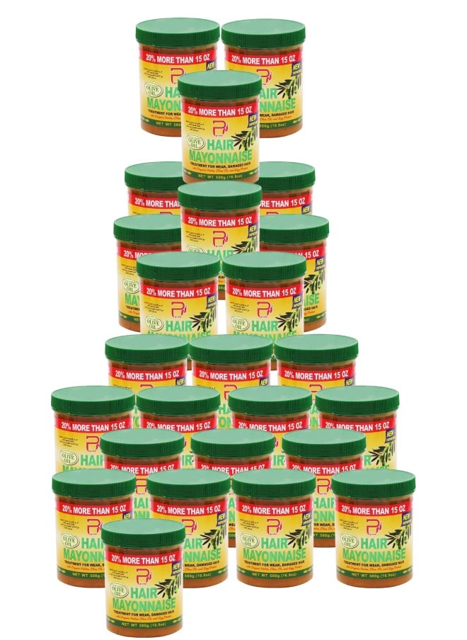PYRON 25 Pieces Hair Mayonnaise Treatment for Weak & Damaged Hair with Olive Oil 500grams  - Image 1