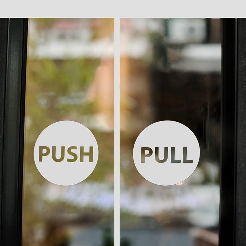 ملصقات لأبواب الدفع (Push Door Stickers)، بحجم 6 سم، لنوافذ المتاجر وصالونات والبارات والمقاهي والمطاعم والمكاتب، مصنوعة من مادة فينيل عالية الجودة.