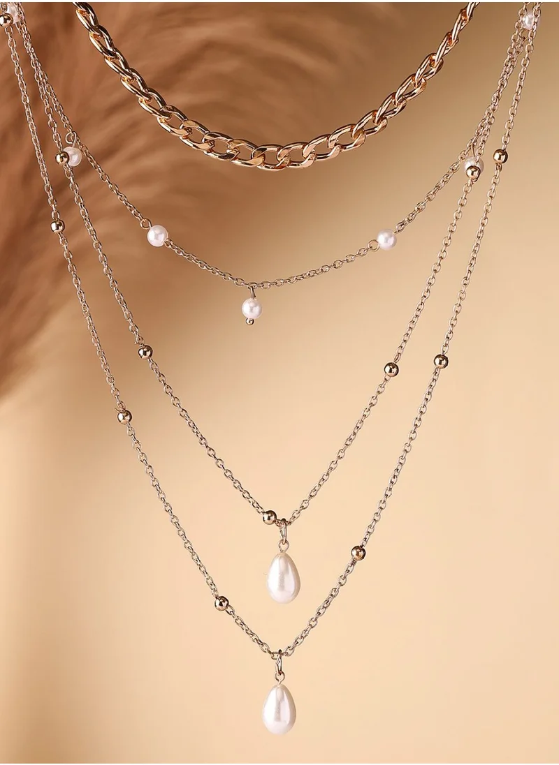 برياسي Pearls Studded Layered Necklace