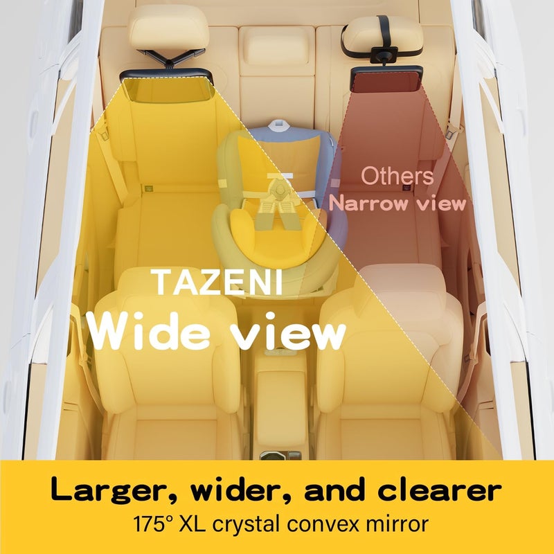 TAZENI Baby Car Mirror for Baby Hook Clip Design Never Shake Baby Mirror for Car Seat Mirror Rear Facing Easy Install Back Seat Mirrors for Car Crystal Clear View ShatterProof Crash Tested - Image 4