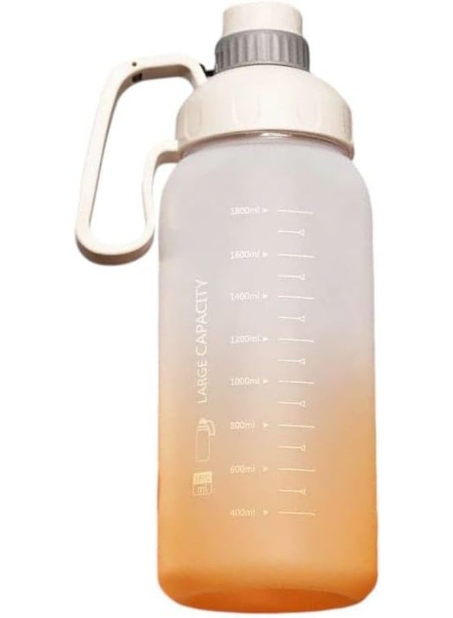 سبيس شوب زجاجة مياه مانعة للتسرب بمقبض (1800 مل)، زجاجة مياه محمولة كبيرة السعة مناسبة للرياضات مثل صالة الألعاب الرياضية والجري وركوب الدراجات (بيج) - Image 1