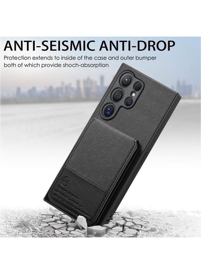 اس-توب جراب لهاتف Samsung Galaxy S24 Ultra 5G مصنوع من الجلد الصناعي المائل مع حقيبة بطاقات RFID قابلة للطي عموديًا - Image 4