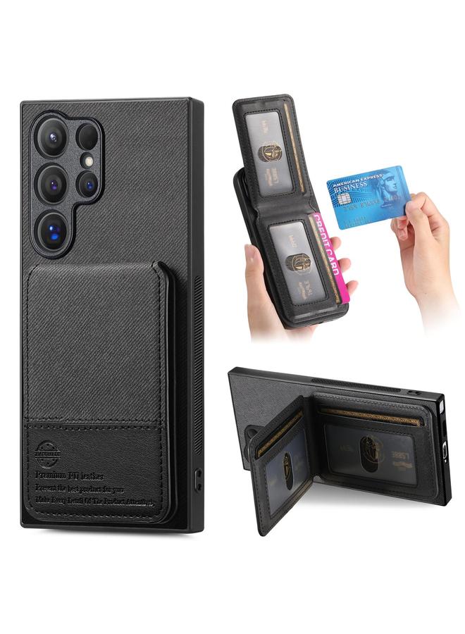 اس-توب جراب لهاتف Samsung Galaxy S24 Ultra 5G مصنوع من الجلد الصناعي المائل مع حقيبة بطاقات RFID قابلة للطي عموديًا - Image 1