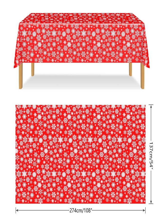 ELECLAND 2Pcs Plastic Snowflakes Tablecloths - 137cmx274cm Rectangle Table Covers for Christmas Party Decor, Winter Holiday Home Decorations - Image 2