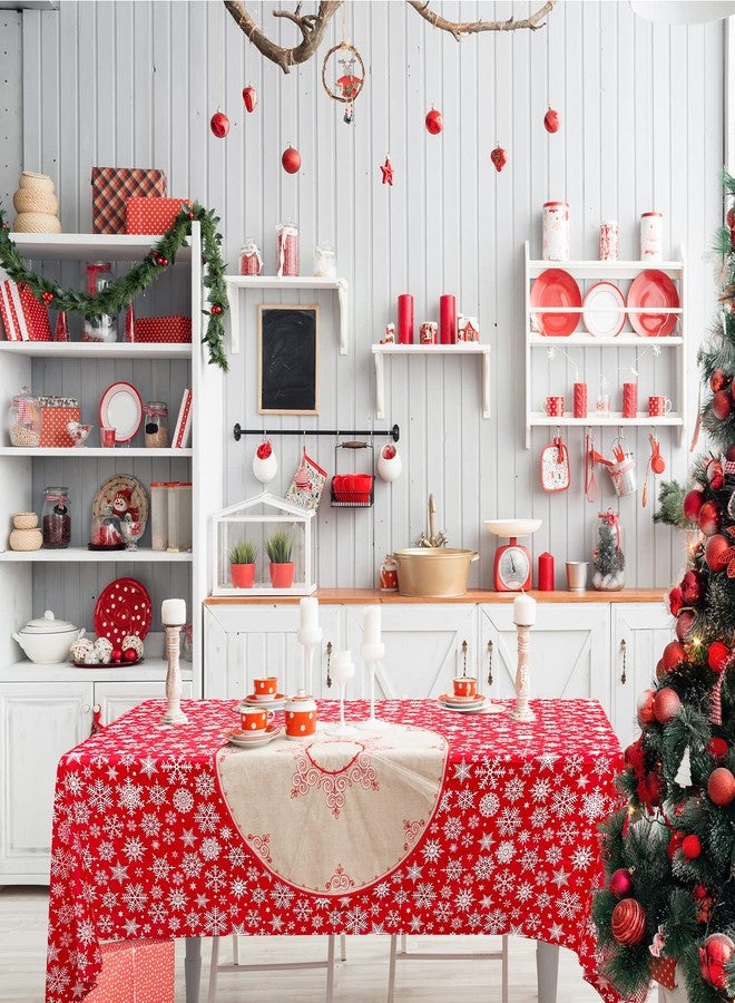 ELECLAND 2Pcs Plastic Snowflakes Tablecloths - 137cmx274cm Rectangle Table Covers for Christmas Party Decor, Winter Holiday Home Decorations - Image 4
