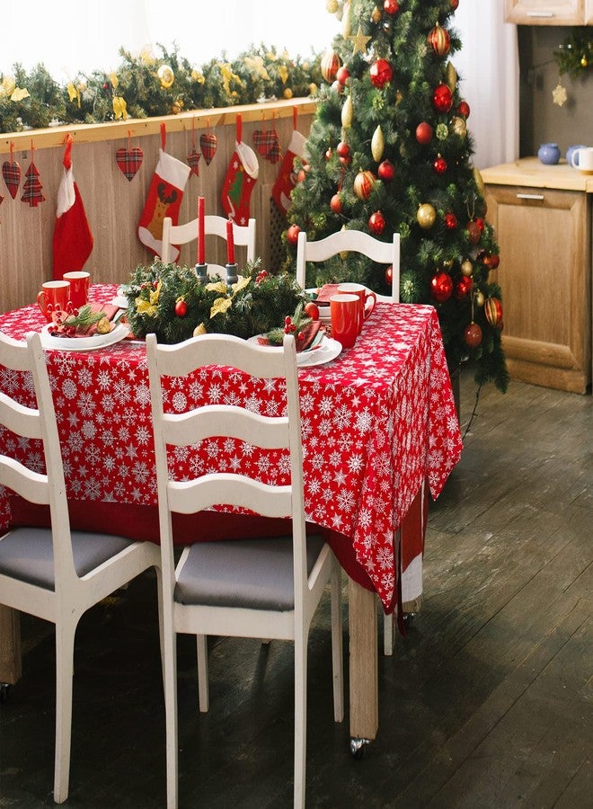 ELECLAND 2Pcs Plastic Snowflakes Tablecloths - 137cmx274cm Rectangle Table Covers for Christmas Party Decor, Winter Holiday Home Decorations - Image 5