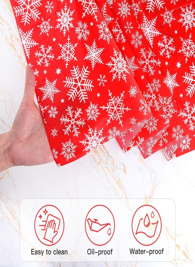 ELECLAND 2Pcs Plastic Snowflakes Tablecloths - 137cmx274cm Rectangle Table Covers for Christmas Party Decor, Winter Holiday Home Decorations - Image 3