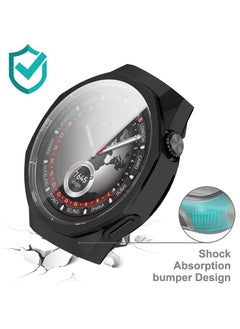 Generic Plating Case For Huawei Watch GT5 Pro 46mm Smart Watch Strap Full Bumper TPU Protective Cover Accessories Screen Protector (Black)  - Image 3