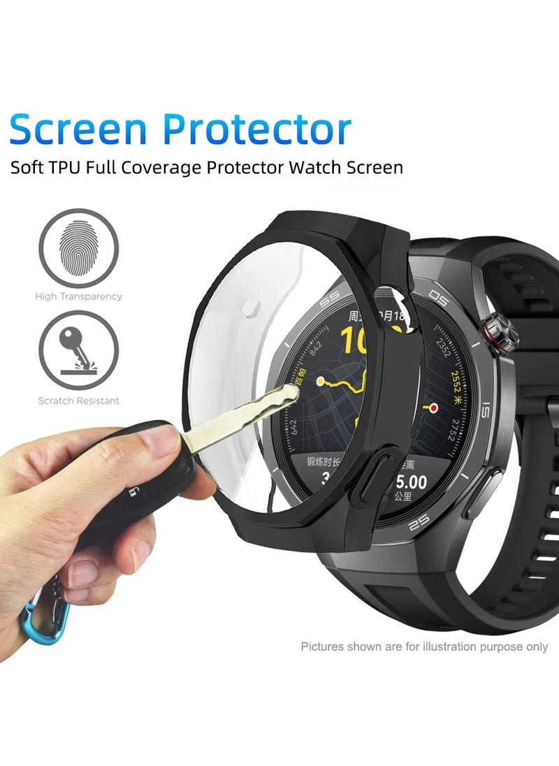Generic Plating Case For Huawei Watch GT5 Pro 46mm Smart Watch Strap Full Bumper TPU Protective Cover Accessories Screen Protector (Black)  - Image 2