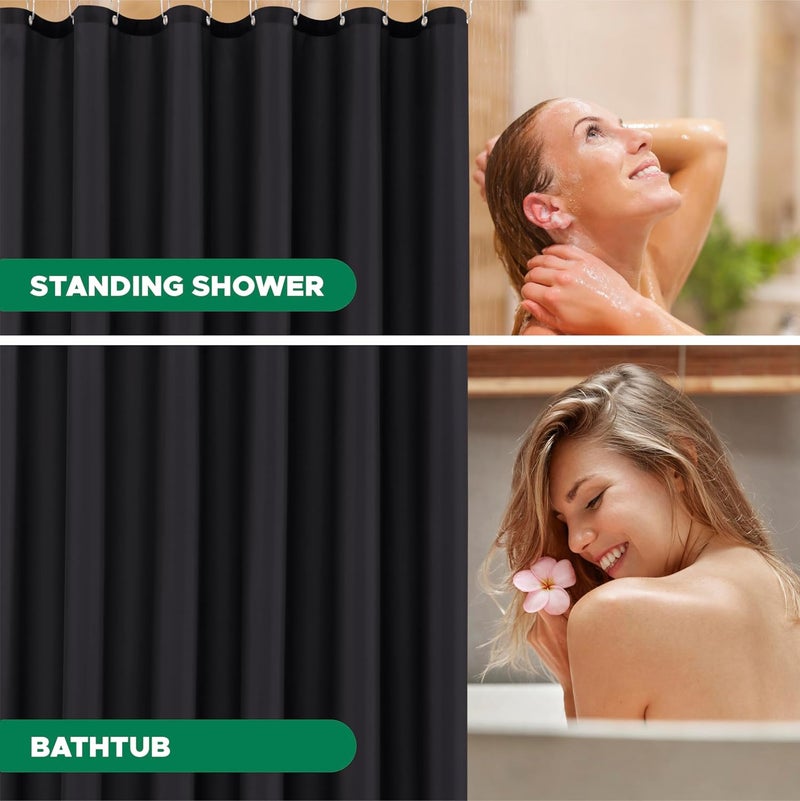 Biscaynebay Fabric Extra Long Shower Curtain Liners 72" Width by 96" Length, Black Water Resistant Bathroom Curtains, Rust Resistant Grommets Top Weighted Bottom Machine Washable - Image 5