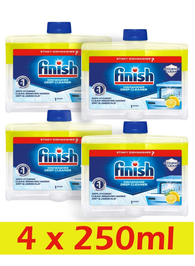 Finish Lemon Sparkle Automatic Dishwasher Cleaner Liquid Desclaer 4x250ml Pack of 4 - Image 1