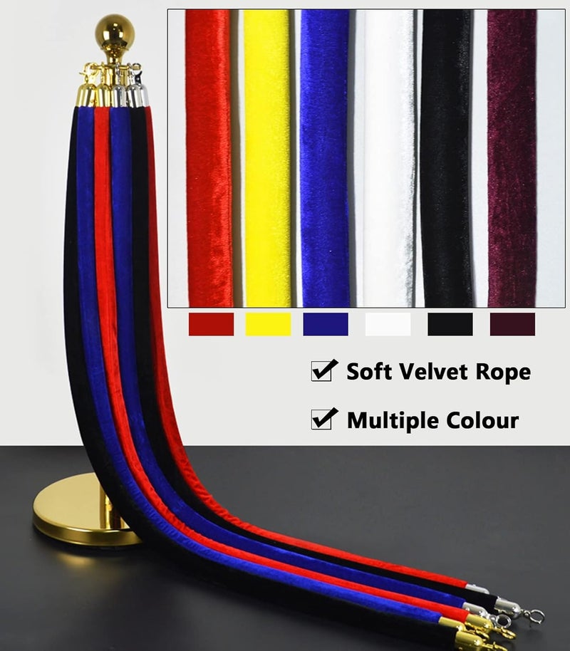 Velvet Rope Crowd Control Barrier, Multicolor 1-2.2m 2 Pcs(Red,1.9m (6.2 feet)) - Image 4