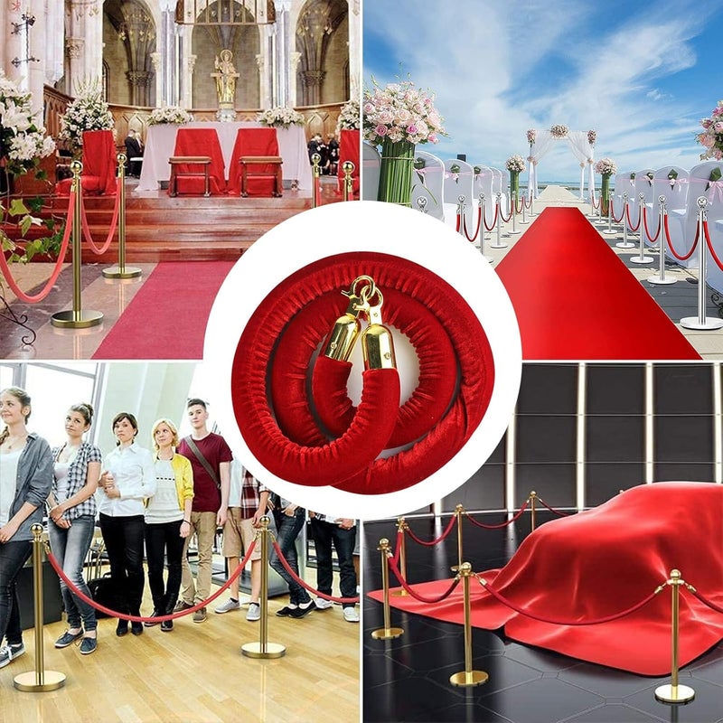 Velvet Rope Crowd Control Barrier, Multicolor 1-2.2m 2 Pcs(Red,1.9m (6.2 feet)) - Image 5