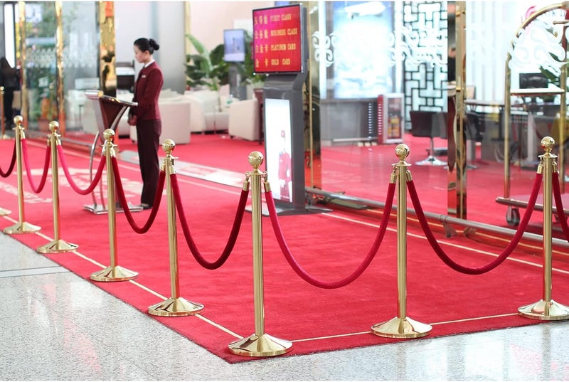 Velvet Rope Crowd Control Barrier, Multicolor 1-2.2m 2 Pcs(Red,1.9m (6.2 feet)) - Image 2