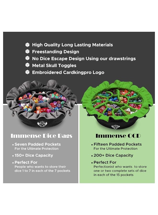 CardKingPro Immense Dice Bags with Pockets - Black - Capacity 150+ Dice - Great for Dice Hoarders [Patented Design] - Image 3
