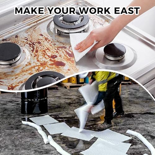 Yuxitia 50Pads Oil Absorbing Pads,Heavyweight White Absorbing Heavy Weight 15" x 20" Oil-Only Absorbent Mat Pad… - Image 3