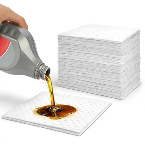 Yuxitia 50Pads Oil Absorbing Pads,Heavyweight White Absorbing Heavy Weight 15" x 20" Oil-Only Absorbent Mat Pad… - Image 1