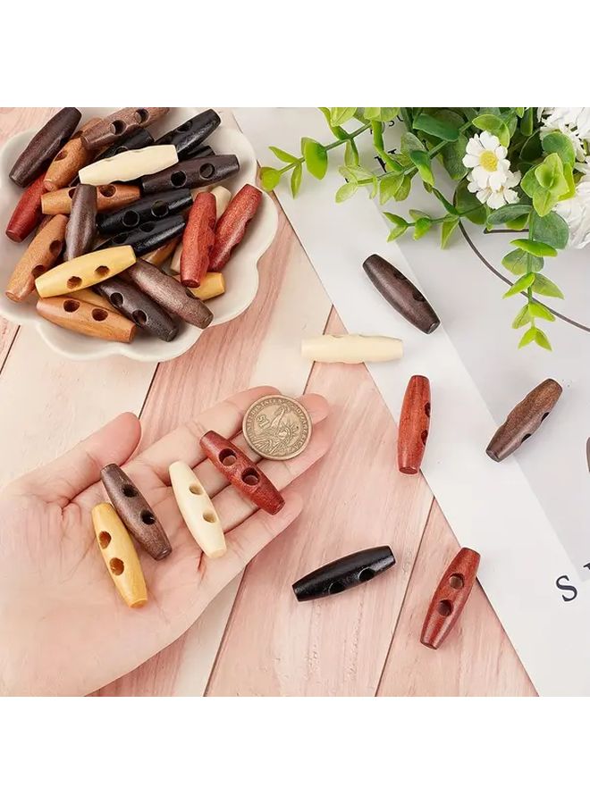 35Pcs Wood Horn Shaped Toggle Buttons For Jackets Coats Sweaters Sewing Crafting - Image 2