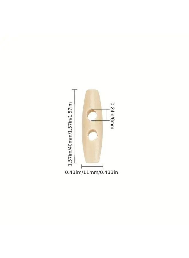 35Pcs Wood Horn Shaped Toggle Buttons For Jackets Coats Sweaters Sewing Crafting - Image 3