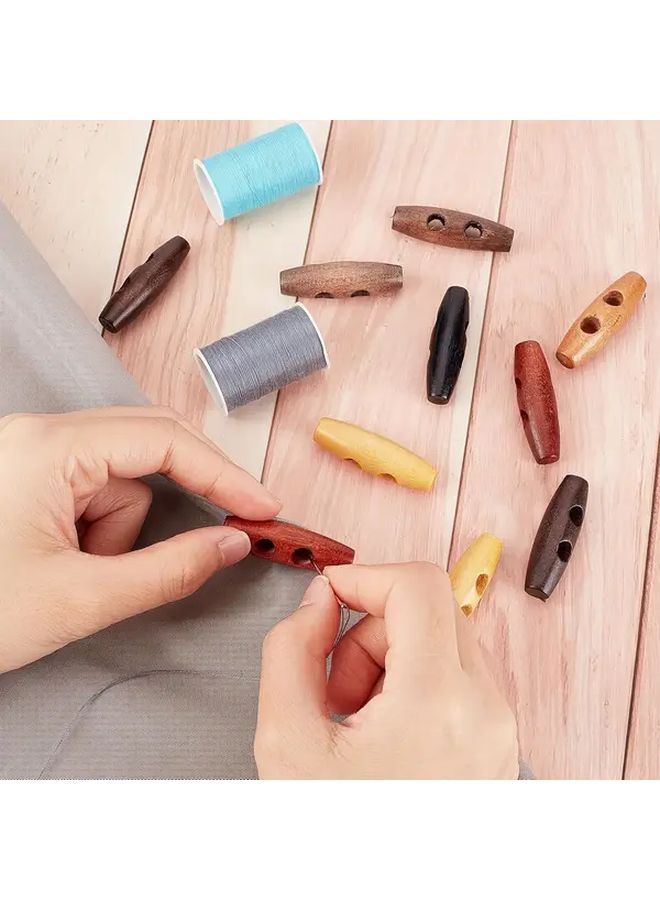 35Pcs Wood Horn Shaped Toggle Buttons For Jackets Coats Sweaters Sewing Crafting - Image 4