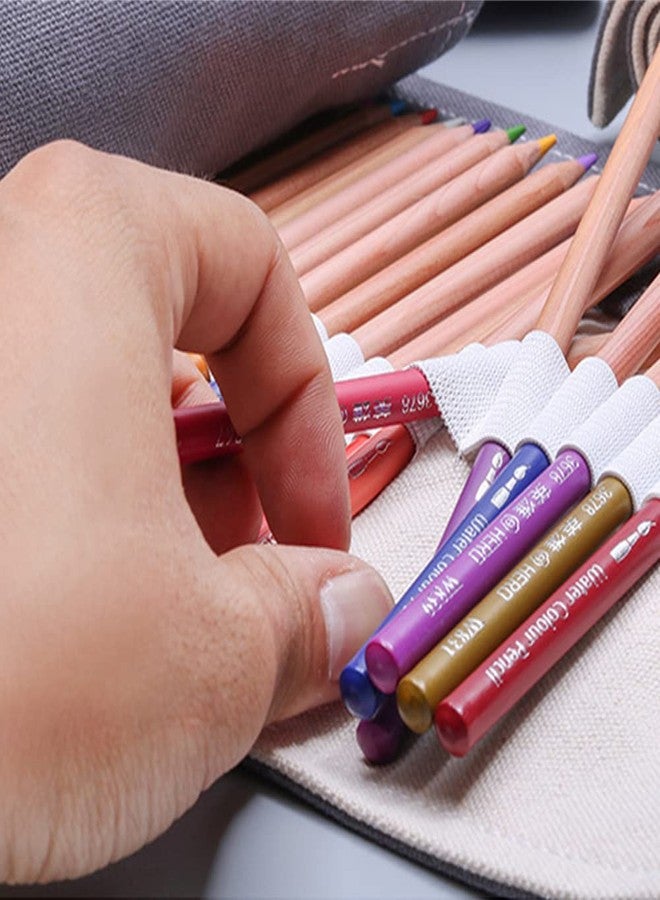 DIYOMR 24/36/72 Slots Pencil Wrap Pencil Rolls, Artist Colored Pencils Roll Up Bag Short Brushes Pouch Case Pencils Organizer for Drawing Coloring and Sketching (Grey, 72slots) - Image 3