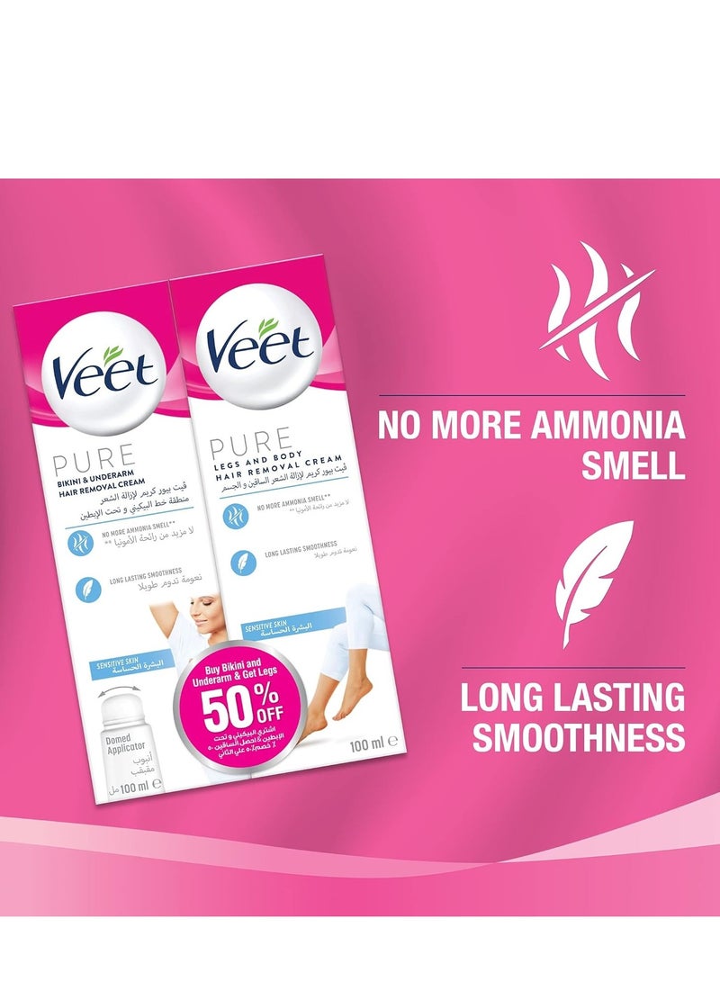 كريم إزالة الشعر للبشرة الحساسة، 100 مل × 2 - Image 2