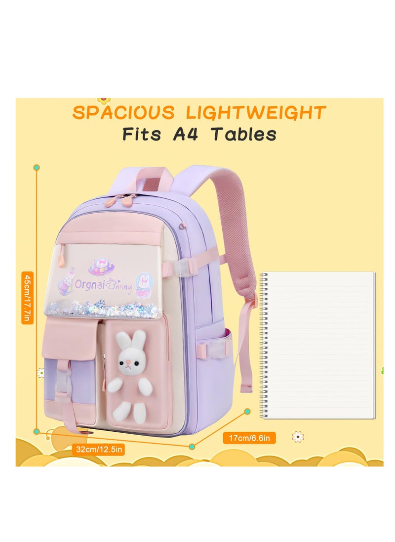 SYOSI - School Bag for Girls Ultralight Children's Backpacks Casual Girls School Backpack Lightweight Students Daypacks Large Capacity Waterproof 1-6 Grade Primary Book Bags for School Trip - Image 1