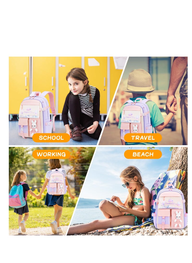 SYOSI - School Bag for Girls Ultralight Children's Backpacks Casual Girls School Backpack Lightweight Students Daypacks Large Capacity Waterproof 1-6 Grade Primary Book Bags for School Trip - Image 1