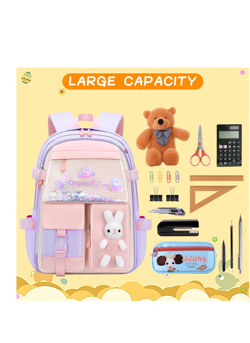 SYOSI - School Bag for Girls Ultralight Children's Backpacks Casual Girls School Backpack Lightweight Students Daypacks Large Capacity Waterproof 1-6 Grade Primary Book Bags for School Trip - Image 1