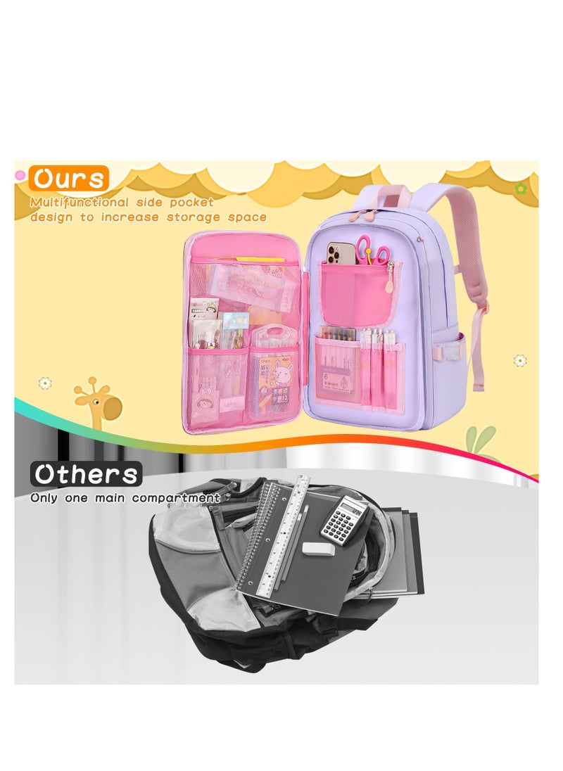 SYOSI - School Bag for Girls Ultralight Children's Backpacks Casual Girls School Backpack Lightweight Students Daypacks Large Capacity Waterproof 1-6 Grade Primary Book Bags for School Trip - Image 1