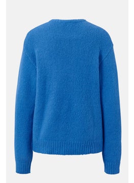 Tchibo Women Crew Neck Textured Sweater, Blue  - Image 3