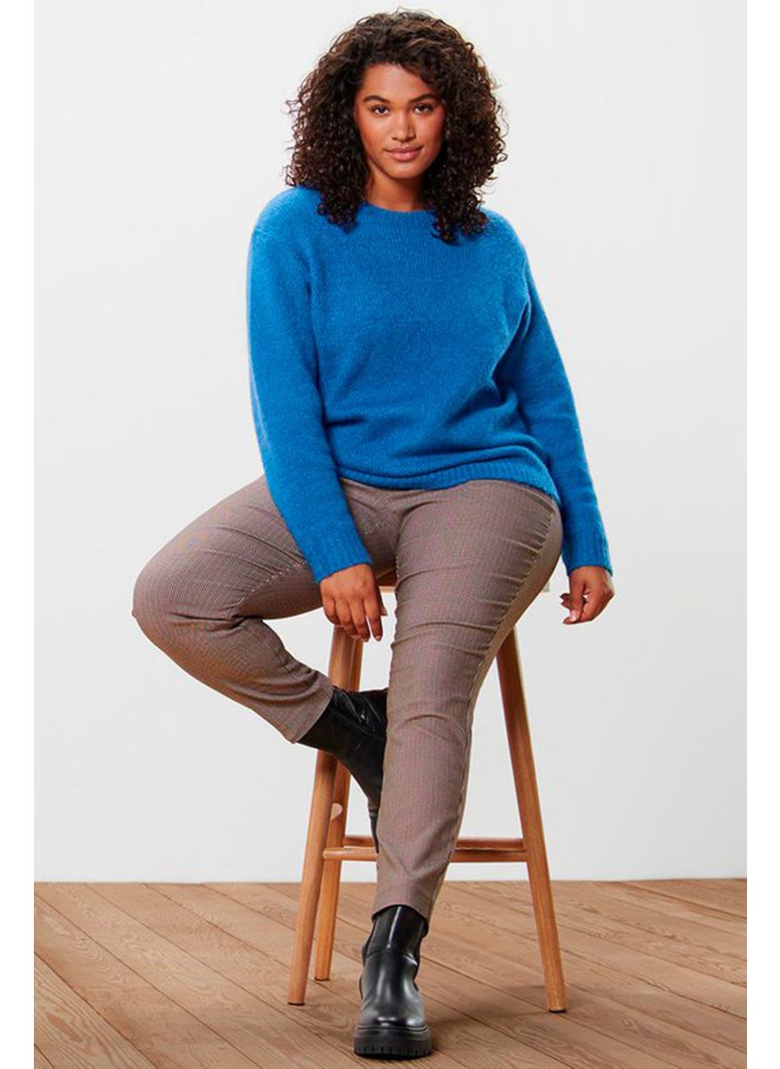 Tchibo Women Crew Neck Textured Sweater, Blue  - Image 1