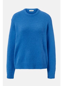 Tchibo Women Crew Neck Textured Sweater, Blue  - Image 2