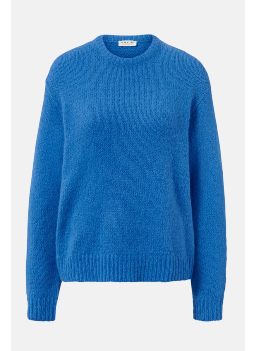 Tchibo Women Crew Neck Textured Sweater, Blue  - Image 2