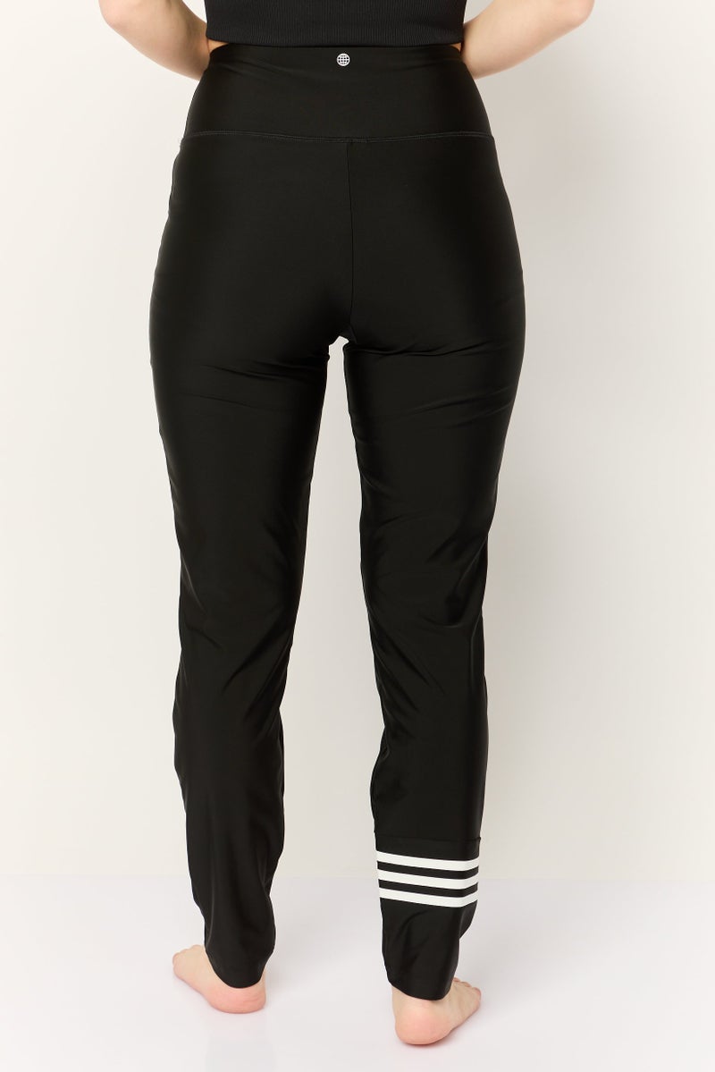 Adidas سروال سباحة نسائي 3 خطوط، أسود - Image 3