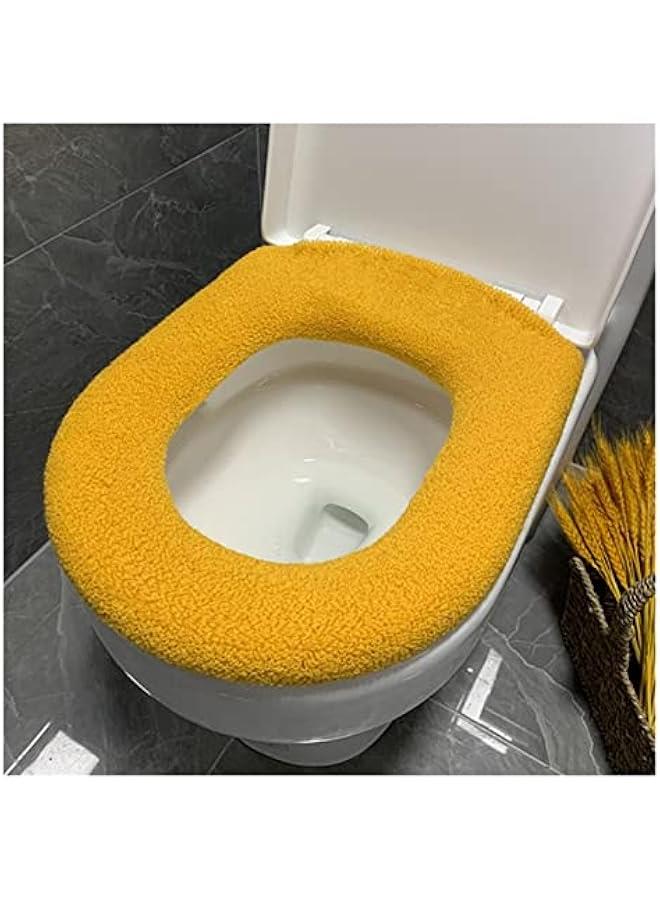 Comfortable Soft Multicolor Bathroom Toilet Set Thickening Washable Toilet Seats Cover Toilet Mat Winter Warm O Ring Potty Sets (Color : Deciduous Yellow)