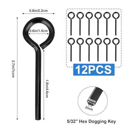 DENGXINWEI 12pcs 5/32 inch Standard Hex Dogging Key with Full Loop, Black Solid Metal Allen Key Sets Wrench for Keychain Push Bar Panic Exit Device Key - Image 2