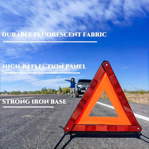 WORKKOOL Safety Triangles for Emergency Use Road Side Triangle Reflectors Warning Triangle with Case for Vehicles Breakdown3 Packs - Image 3