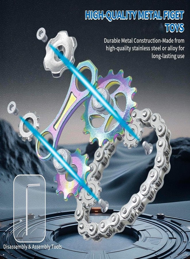 BharatBazaar Bike Chain Fidget Toy, Stress Relief Toys Adults, Bike Chain Gears Toy Fidget Toy, Metal Fingertip Sensory Toy for Adult Kid (Colorful) - Image 3