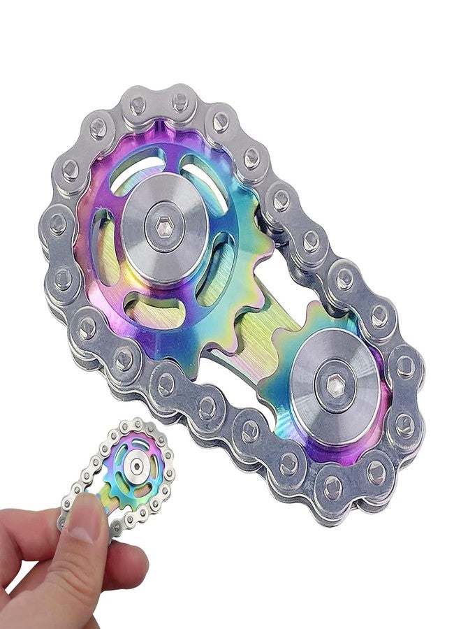 BharatBazaar Bike Chain Fidget Toy, Stress Relief Toys Adults, Bike Chain Gears Toy Fidget Toy, Metal Fingertip Sensory Toy for Adult Kid (Colorful) - Image 1
