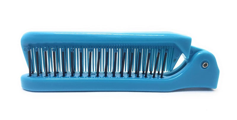 Scarlet Line Compact Travel Friendly Folding Pocket Comb Double Sided Portable Mini Pocket Hair Brush Foldable Pocket Kangi for Hair Styling, Blue - Image 2