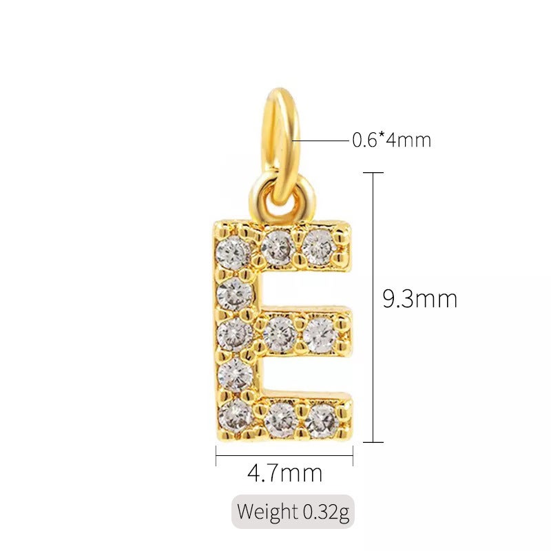Exquisite simple micro inlaid zircon English 26 letter pendant necklace women 14k gold color pendant diy jewelry accessories H-10312（E）