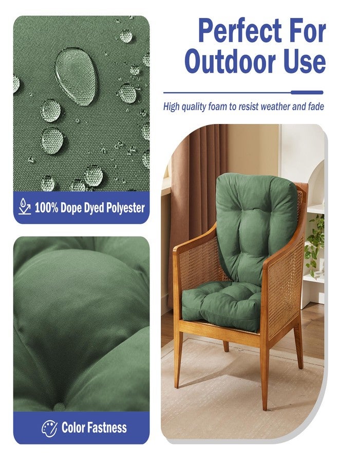 IPYNBAP Outdoor Chair Cushions Set of 2, Patio Chair Cushions with Ties, 19x19 Tufted Outdoor Seat Cushions, Waterproof Patio Furniture Cushions, Outdoor Dining Chair Pads, Forest Green - Image 2