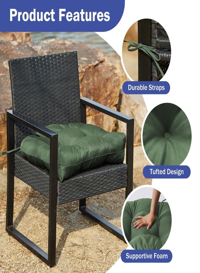 IPYNBAP Outdoor Chair Cushions Set of 2, Patio Chair Cushions with Ties, 19x19 Tufted Outdoor Seat Cushions, Waterproof Patio Furniture Cushions, Outdoor Dining Chair Pads, Forest Green - Image 5