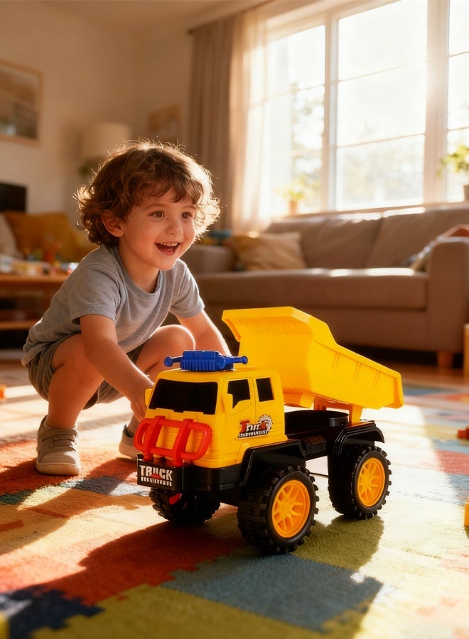 XiuWoo Dump Truck Toy Construction Vehicle – Simulates sliding and pushing functions, can rotate 360 ​​degrees, suitable for boys and girls aged 3 and up to play in the sand outdoors and engage in construction toy games. - Image 1
