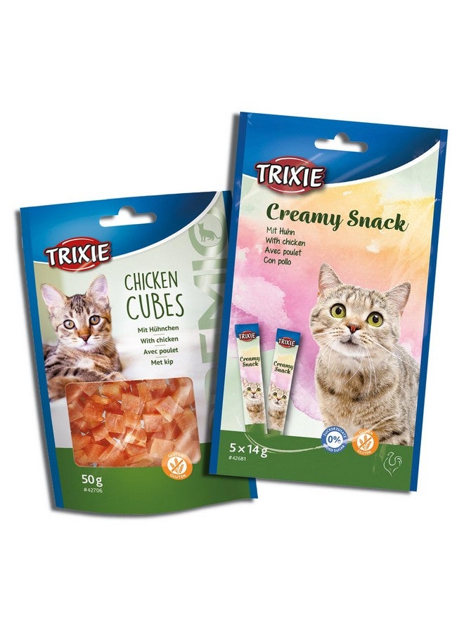 تريكسي مجموعة مكافآت القطط من مكعبات الدجاج الفاخرة ووجبة خفيفة من الدجاج الكريمي، مكافآت غنية بالعناصر الغذائية للقطط، مناسبة لجميع السلالات - (عبوة من قطعتين) - Image 1