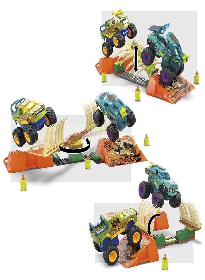 Mega Brands Mega Hot Wheels Monster Trucks Building Toy, Smash & Crash Wrex Boneyard Stunt Course with 332 Pieces, 2 Figures and 2 Ramps, Kids Age 5+ Years - Image 5