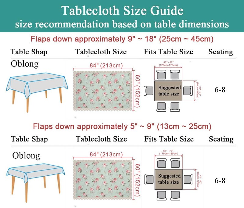 YEESSION Floral Print Rectangle Tablecloth 60 x 84 Inch Stain Resistant and Waterproof Wine Table Cover for Kitchen Dining Indoor Outdoor Buffet Tabletop Decoration (Light Green) - Image 3