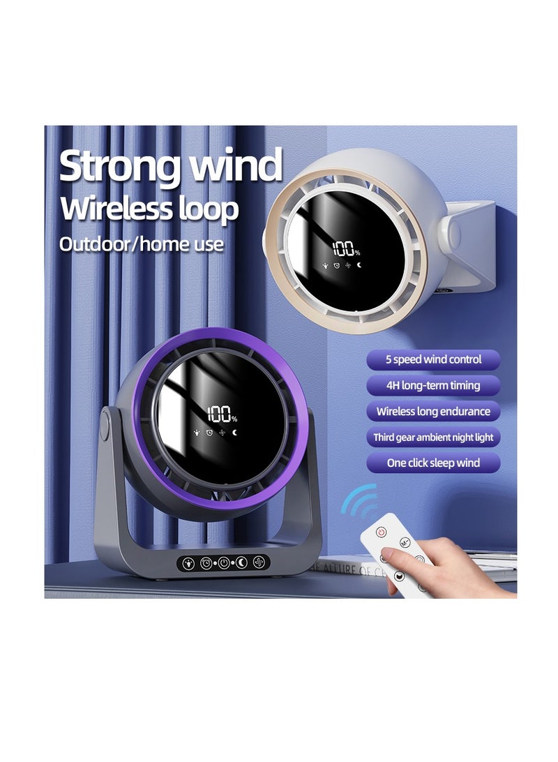 CityRiya-Long Table Fan,Turbocharged fan,Wall Mounted USB Desk Fan,Mobile digital desktop fan,Air circulation fan,Quiet,4000mAh Battery,Smart Digital Display,Travel Portable Fan for Bedroom,Office Travel Camping Kitchen Home (F6) - Image 4